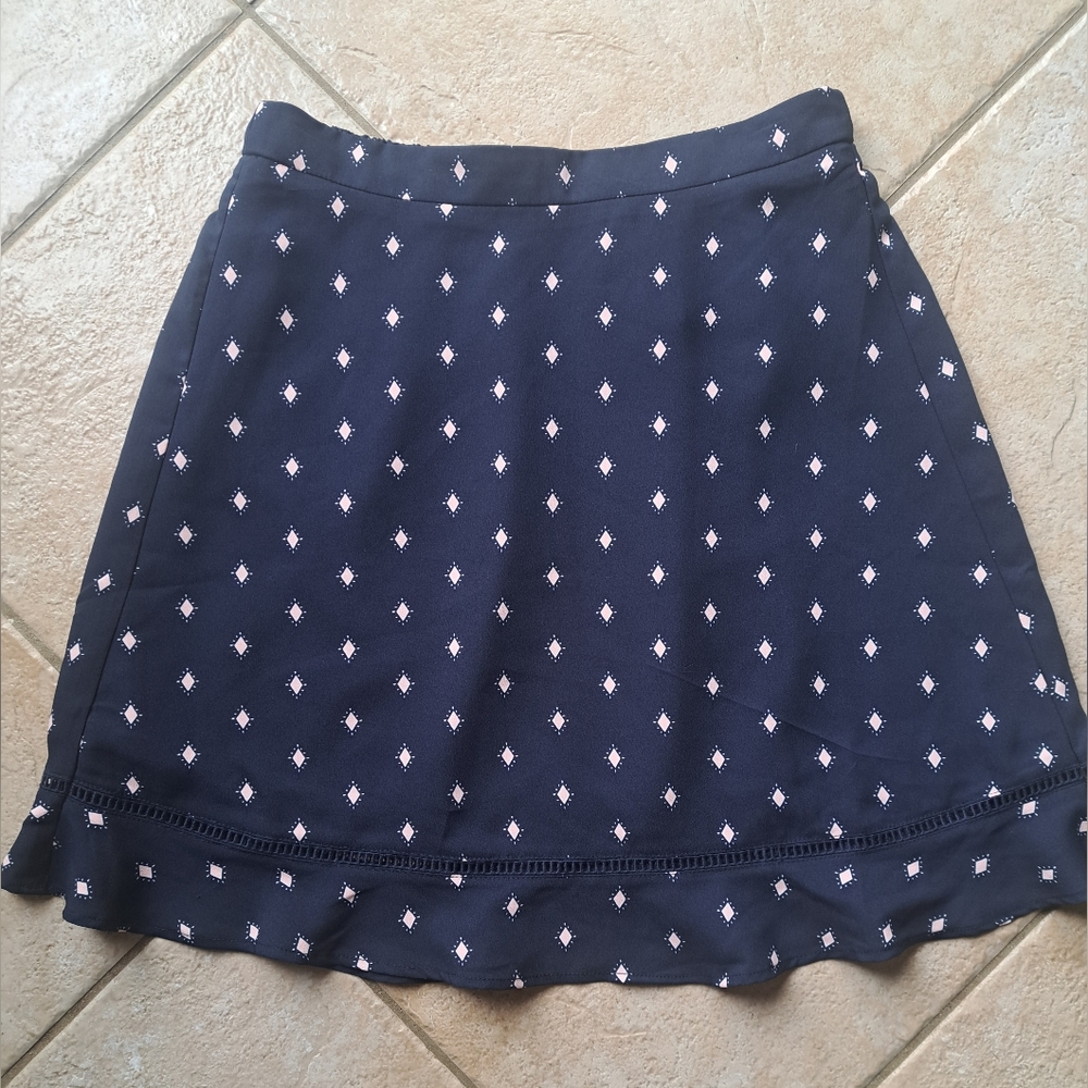 Navy Blue Patterned Women's Skirt